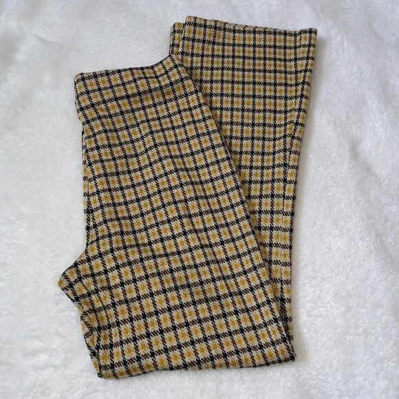 Urban Outfitters Bryn Flare Fall Plaid Black High Waist Stretch Knit Pants Curvy - Picture 2 of 6